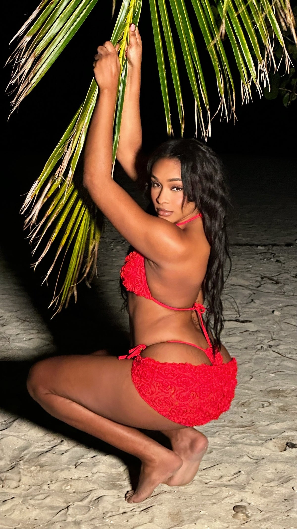 Red Rose Three Piece Bikini