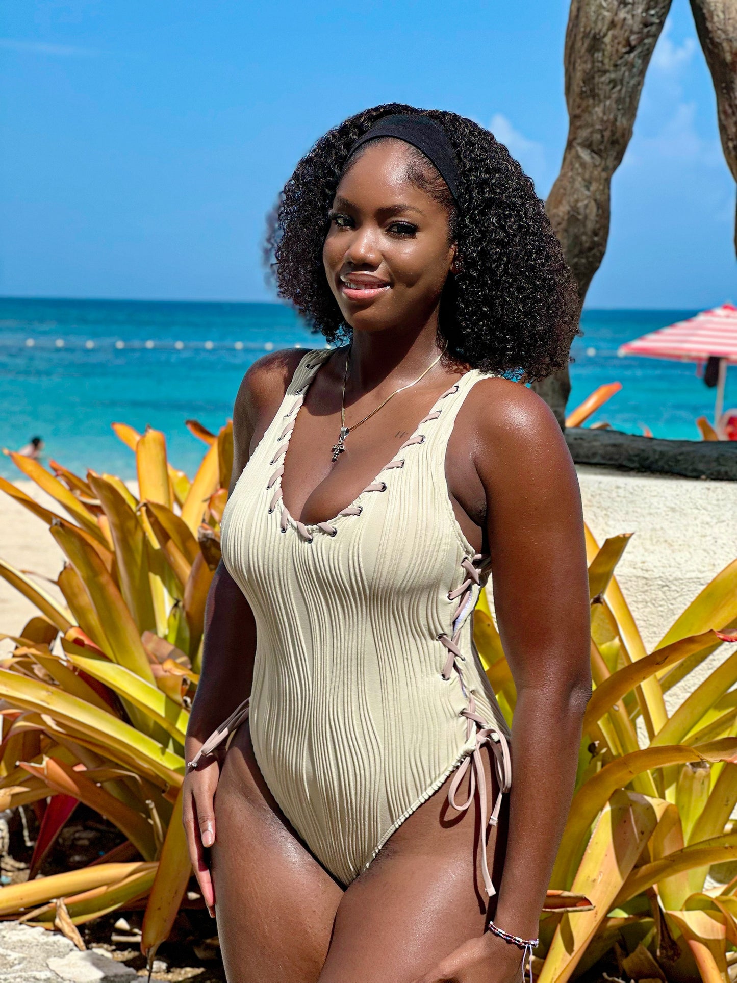 Crossed Your Mind Monokini Beige