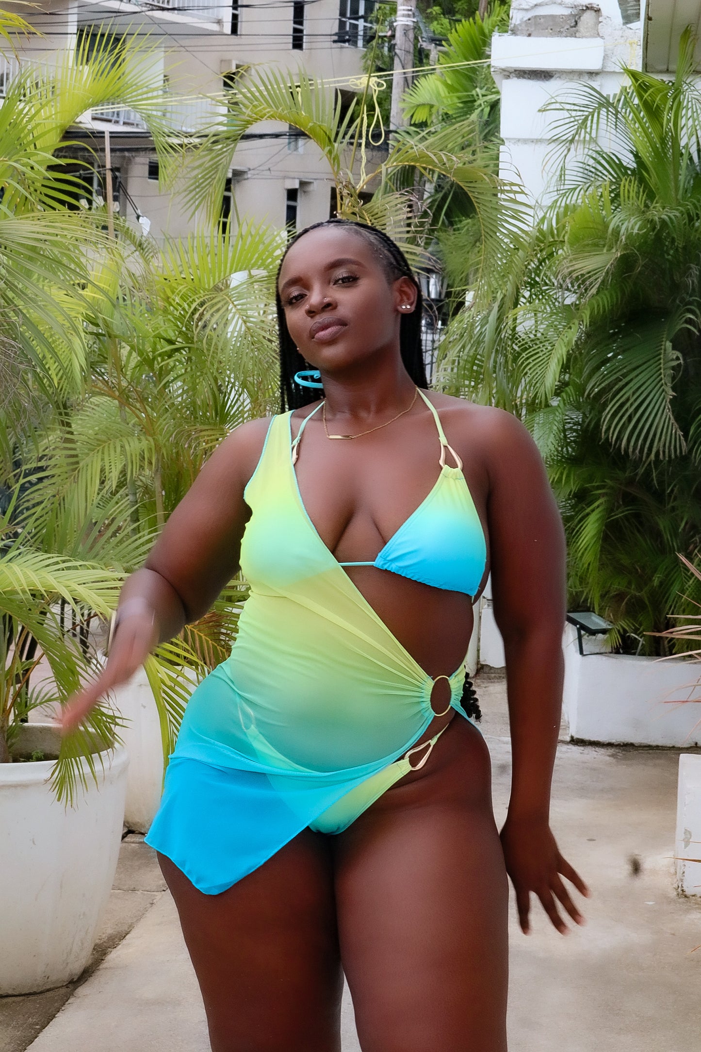 Azure Three Piece Bikini Blue