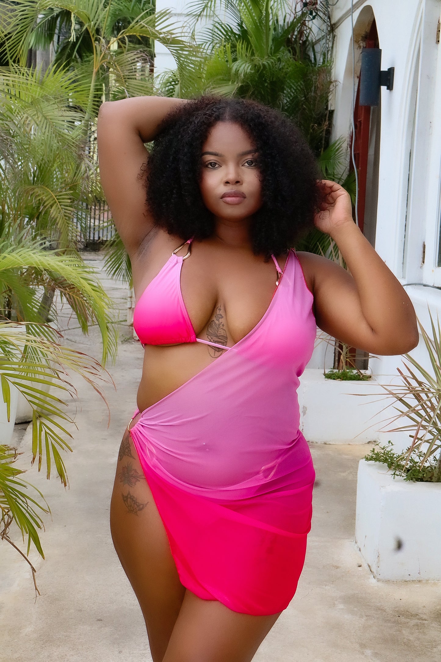 Azure Three Piece Bikini Pink