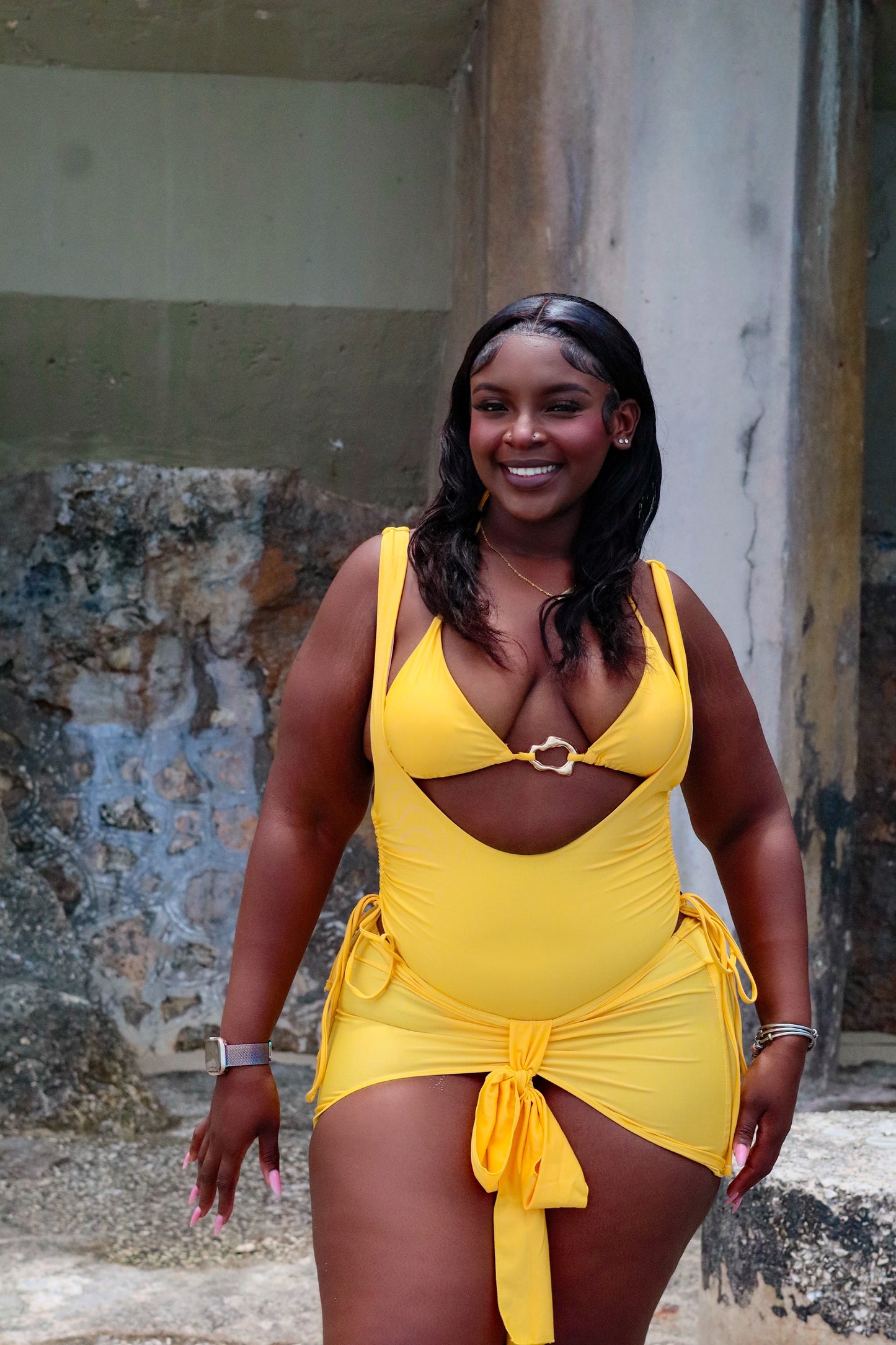 True Believer Three piece Monokini Yellow