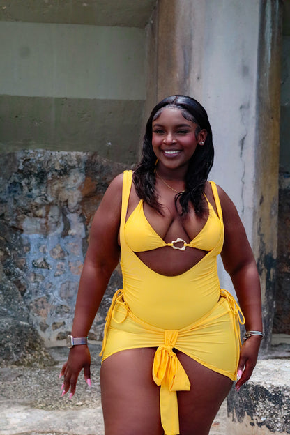 True Believer Three piece Monokini Yellow