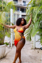 Azure Three Piece Bikini Orange