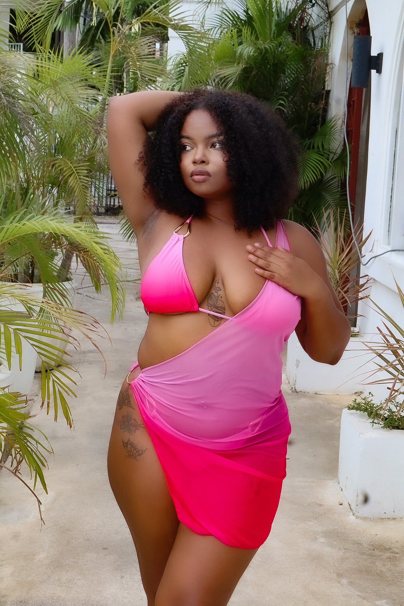 Azure Three Piece Bikini Pink