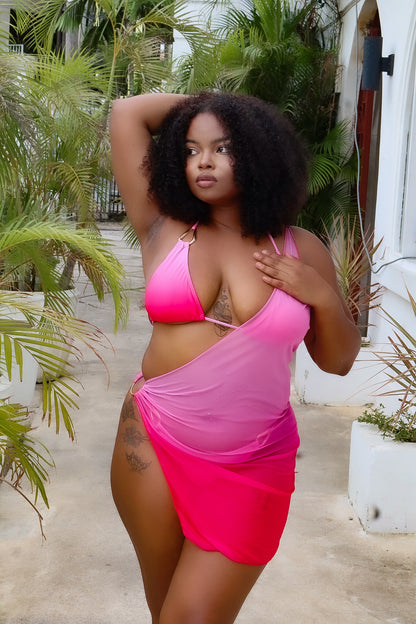 Azure Three Piece Bikini Pink