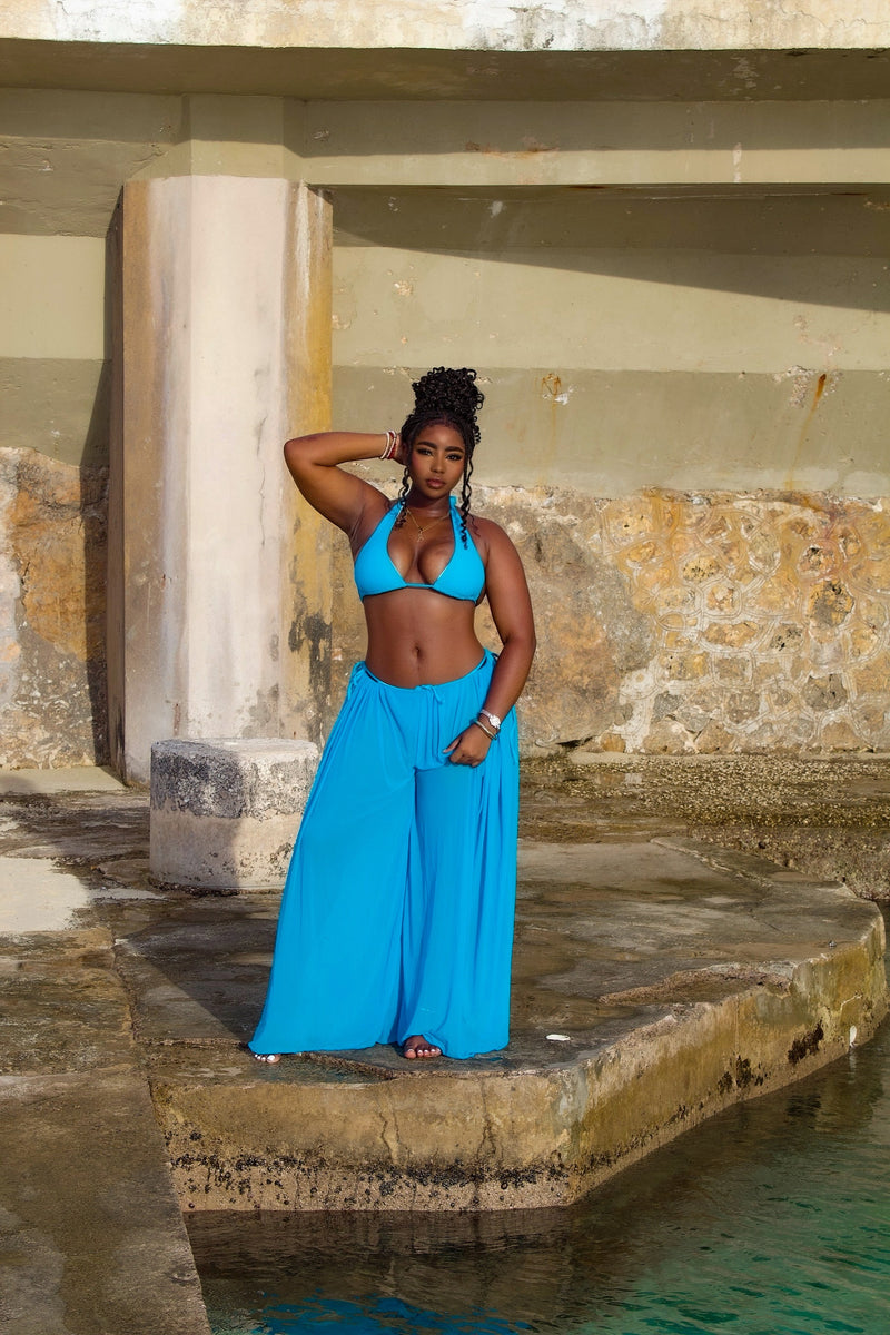 High Tides Three Piece Pants Set Blue