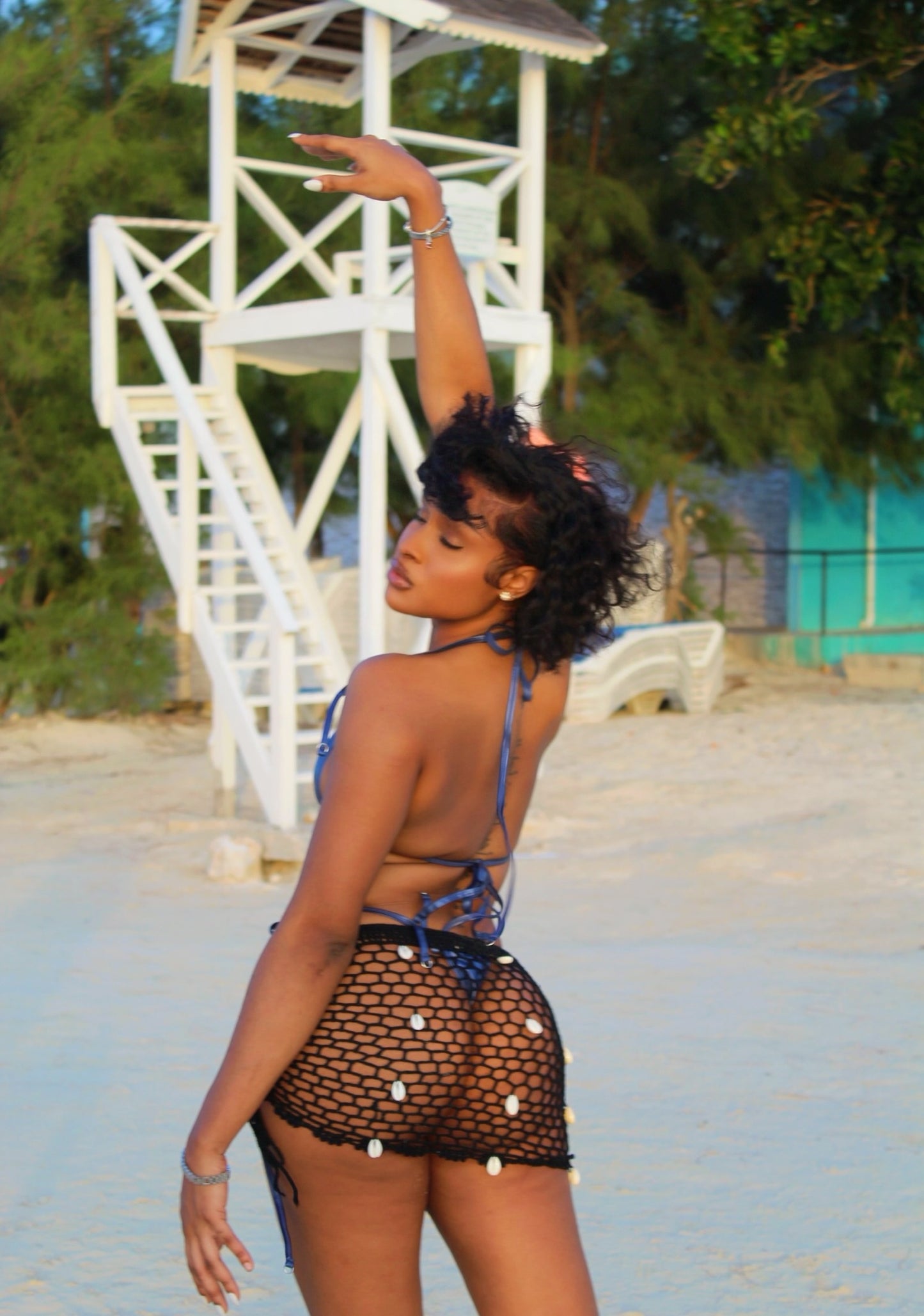 Sea Shell Crochet Coverup Skirt Black