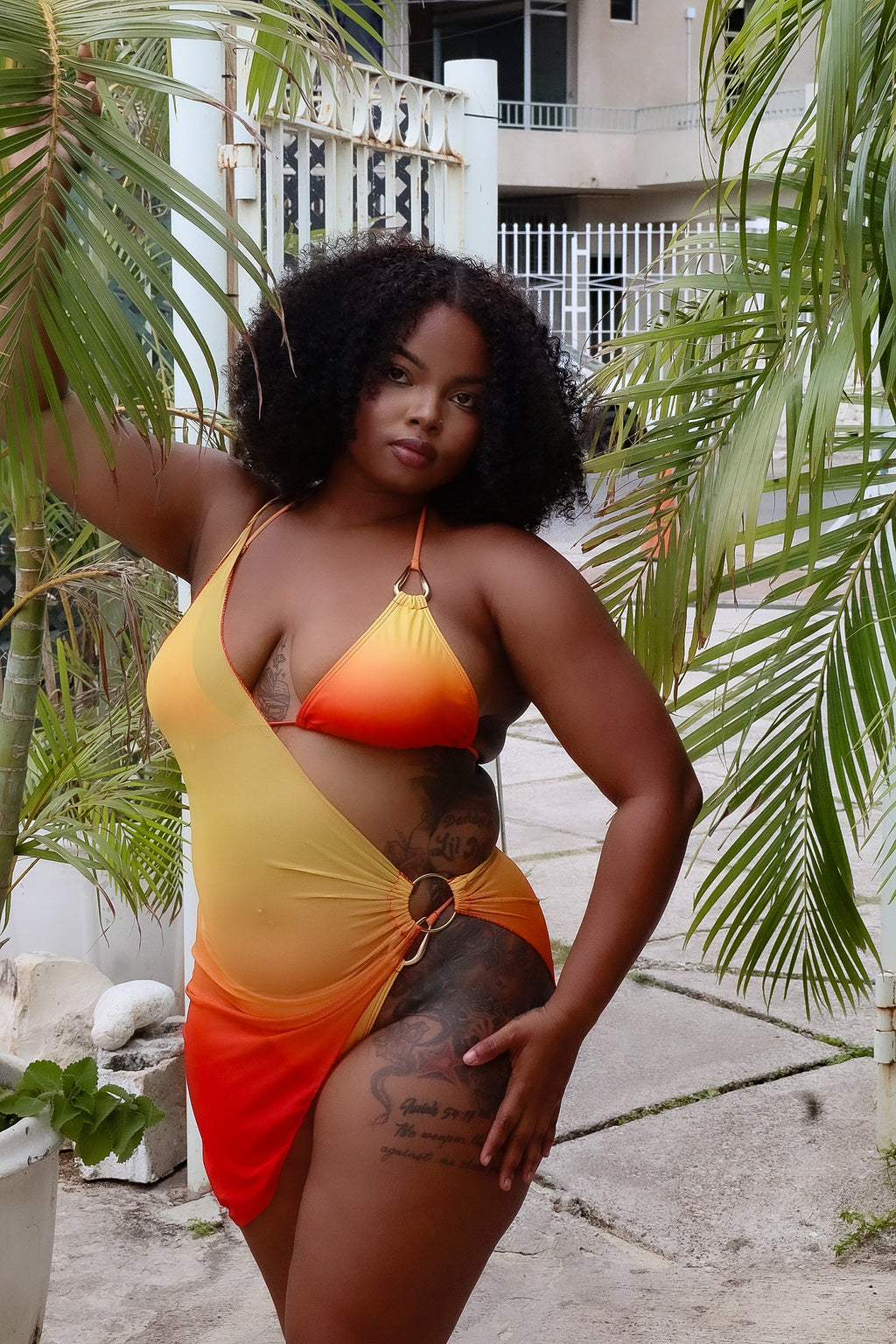 Azure Three Piece Bikini Orange