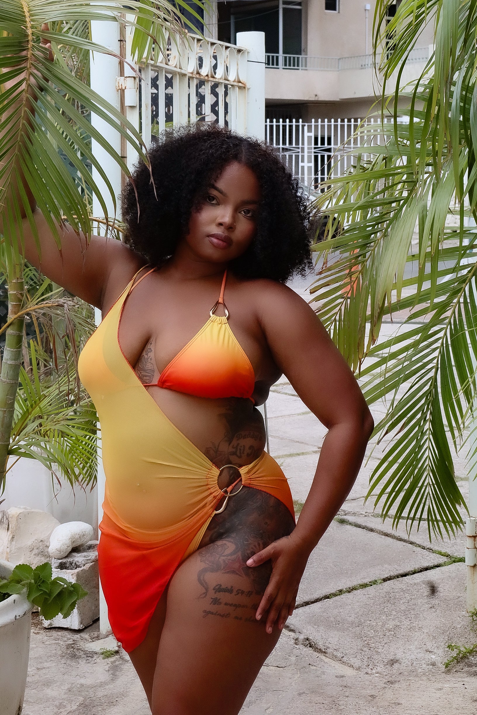 Azure Three Piece Bikini Orange