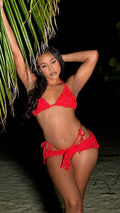 Red Rose Three Piece Bikini