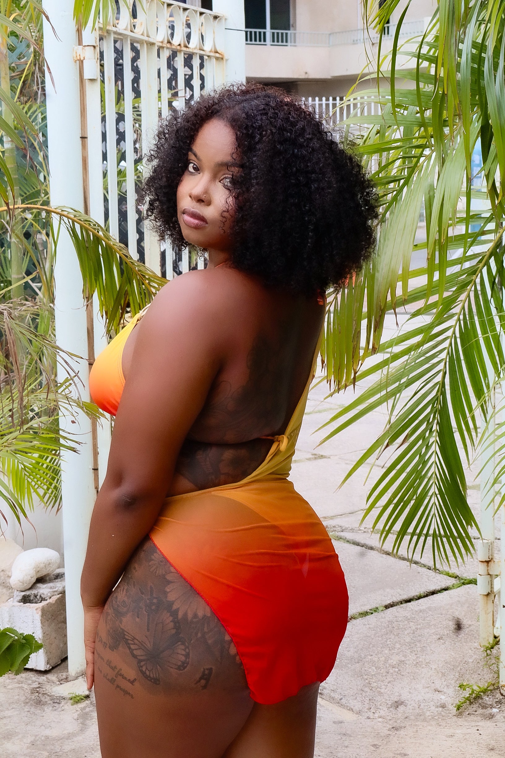 Azure Three Piece Bikini Orange