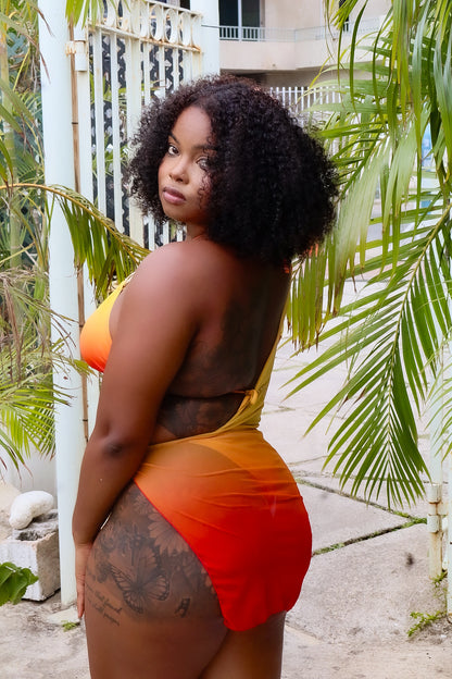 Azure Three Piece Bikini Orange