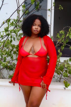 Capri Three Piece Bikini Red