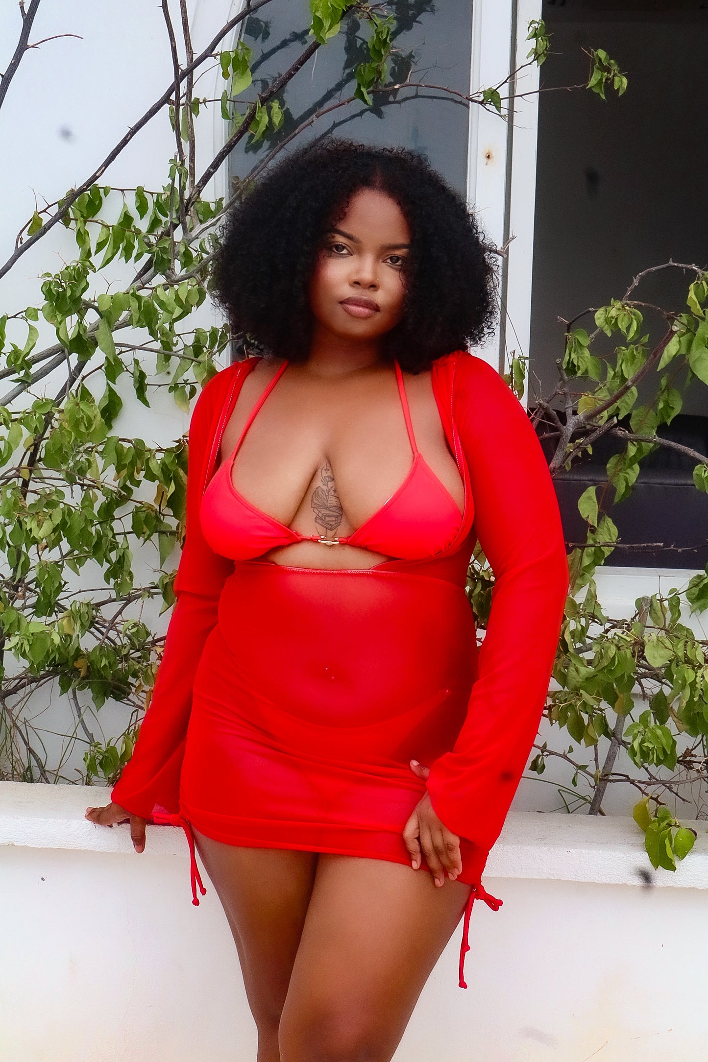 Capri Three Piece Bikini Red