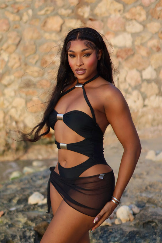 Lagoon Love Monokini Black with Wrap