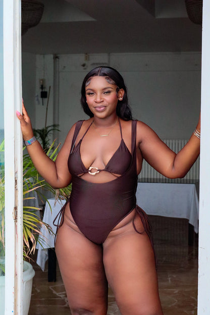 True Believer Three Piece Monokini Brown