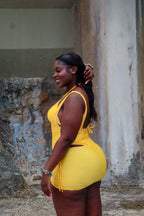 True Believer Three piece Monokini Yellow