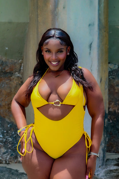 True Believer Three piece Monokini Yellow