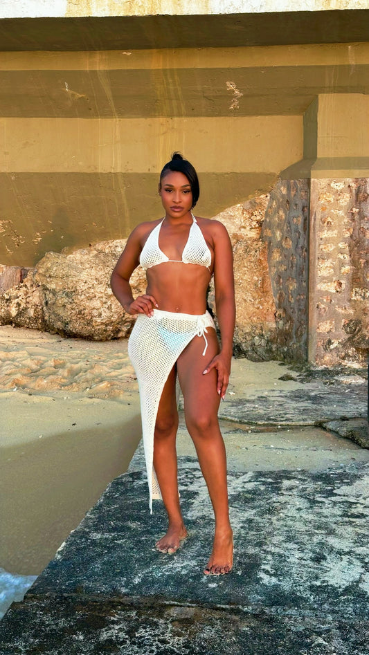 Flirt Alert Skirt Set White