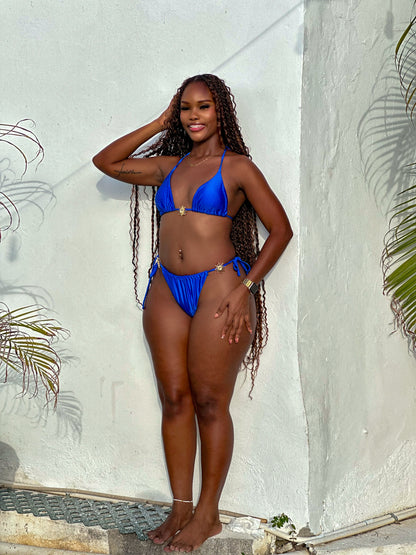 Pretty in Paradise Three Piece Bikini Blue