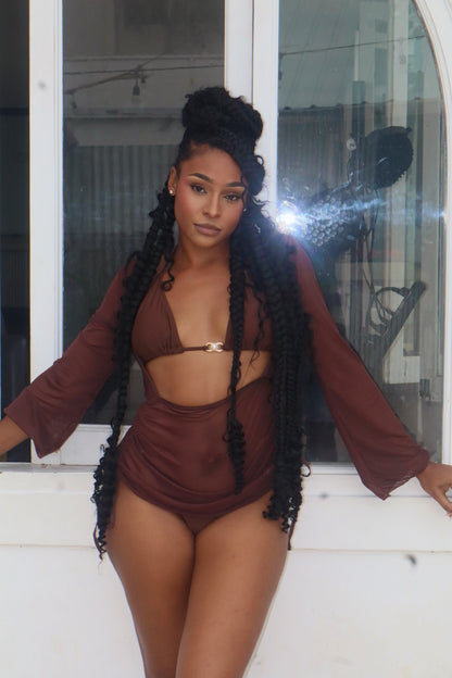Capri Three Piece Bikini Brown