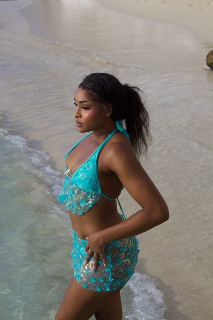 Cinch Three Piece Bikini Blue