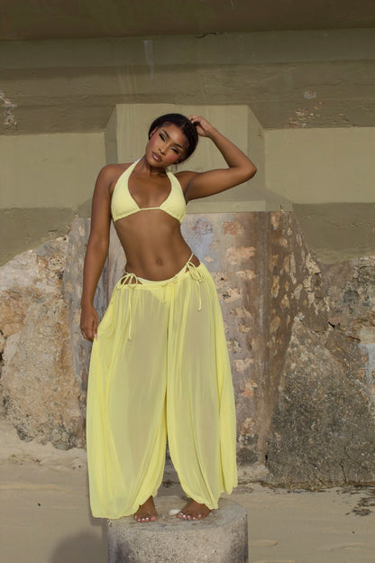 High Tides Three Piece Pants Set Yellow