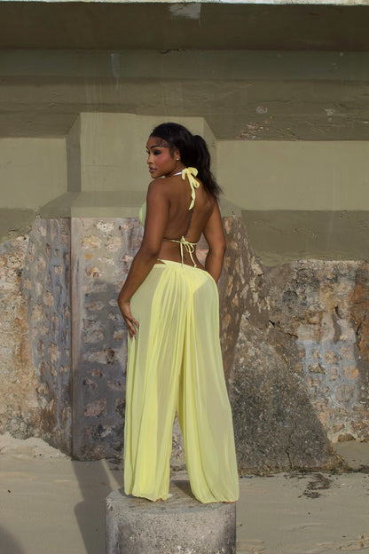 High Tides Three Piece Pants Set Yellow