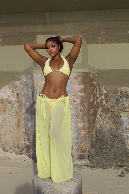 High Tides Three Piece Pants Set Yellow